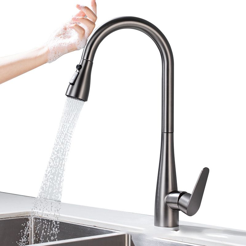 Touch Sensor Spray Kitchen Faucet Stainless Steel Swivel Spout with Pull Down Sprayer