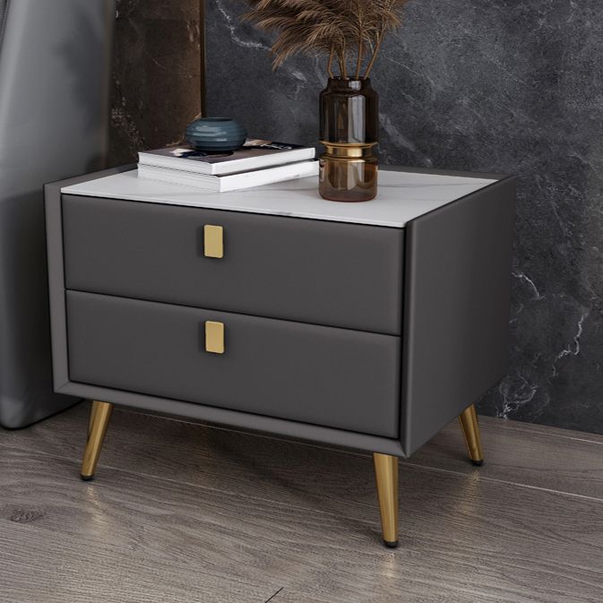 Sintered Stone Top Kids Bedside Table Modern Pine Wood Nightstand with Drawers