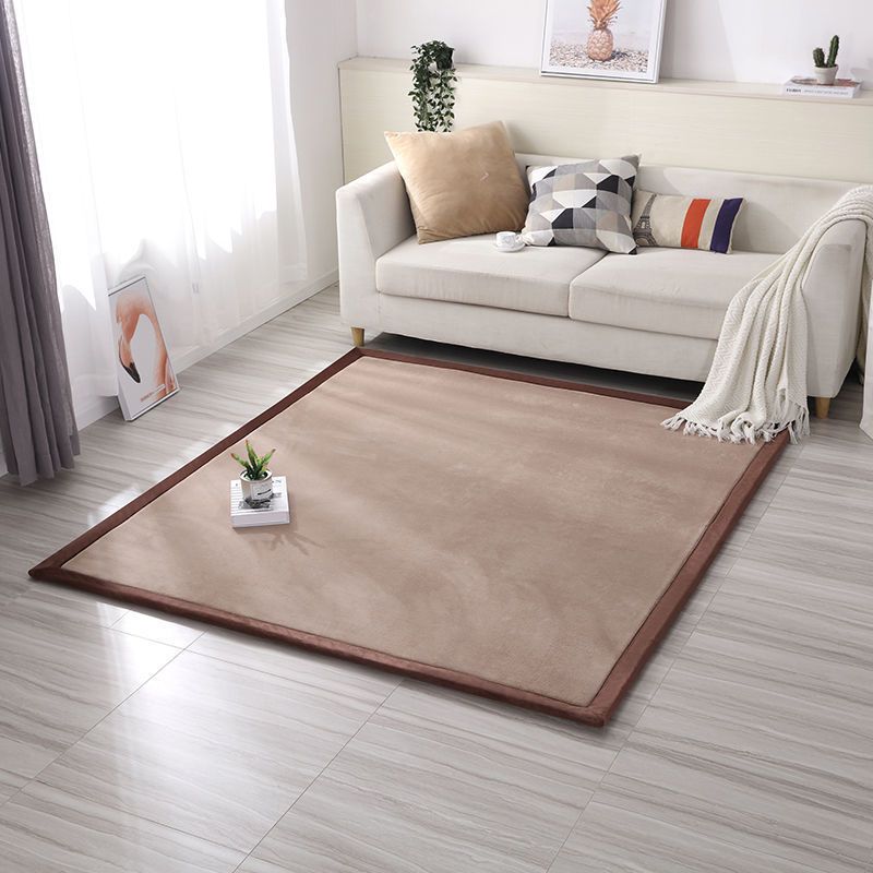 Green Pure Color Area Carpet Polyester Area Rug Anti-Slip Easy Care Rug for Living Room