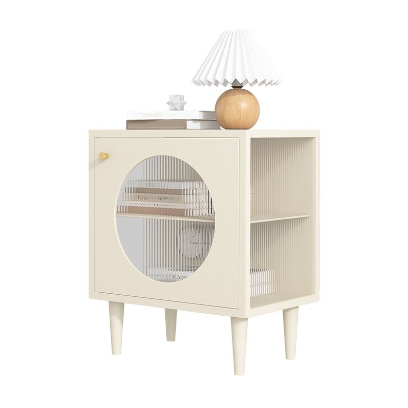 Flat Top Nightstand with 1 Door Metal Bedside Table for Nursery