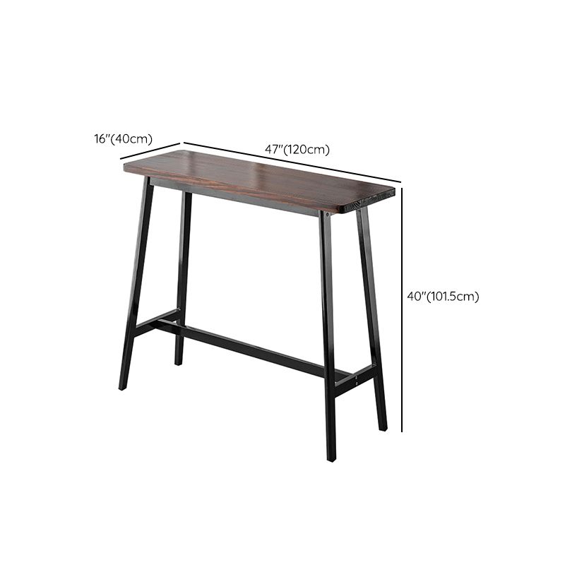 Matte Finish Wooden Rectangle Bar Table with Trestle for Living Room