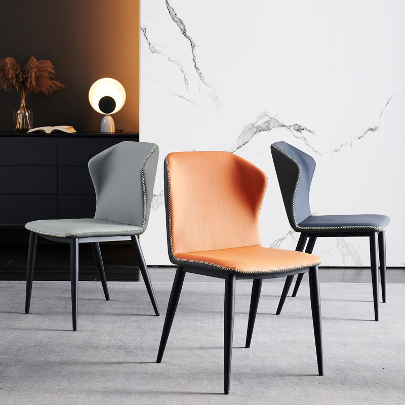 Armless Dining Chairs Modern Leather Side Chairs for Dining Room