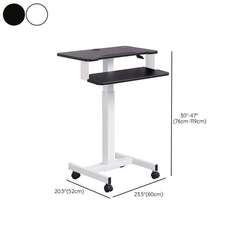 Rectangular Shaped Ambulatory Laptop Table Wood Writing Desk in Black/White