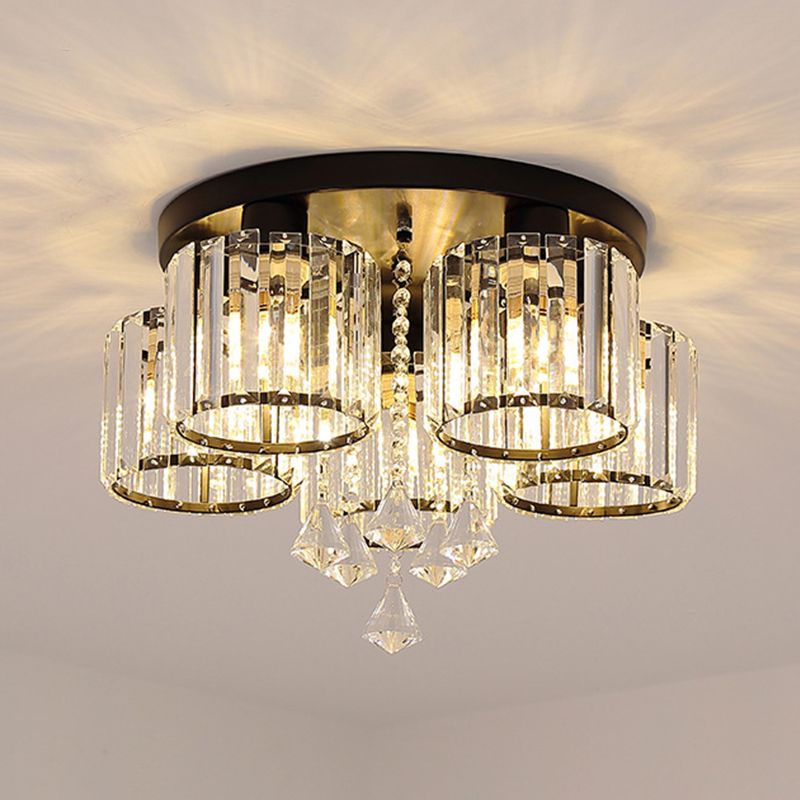 3/5/6/8-Light Golden Flush Mount Lighting Modernism Glass Shaded Ceiling Light