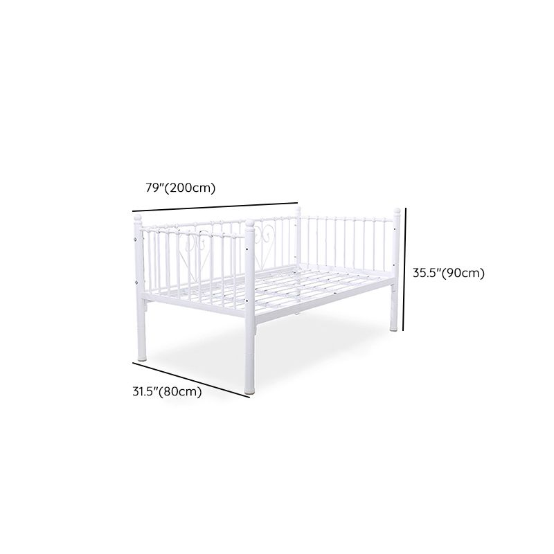 Metal Fixed Side Crib in White Mattress Included Crib with Guardrail