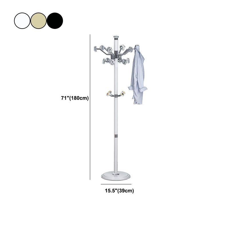 Contemporary Coat Rack Free Standing Coat Hook Metal Hall Stand with Round Base