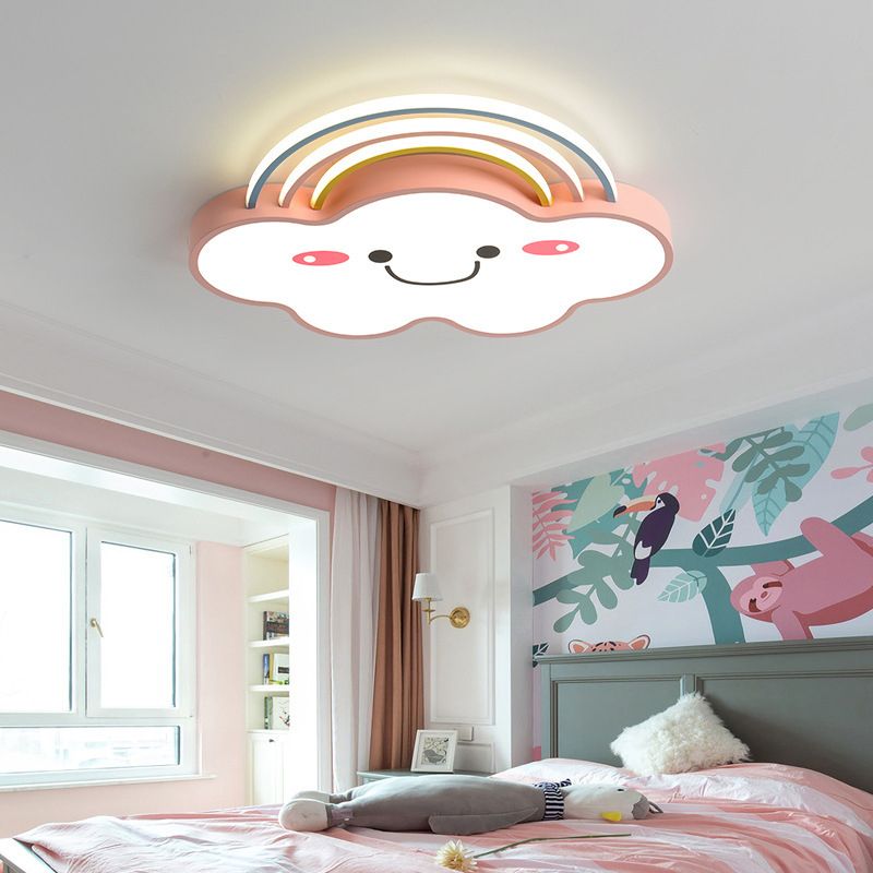 Acrylic Cloud LED Ceiling Light in Kids Creative Style Wrought Iron Flush Mount for Interior Spaces