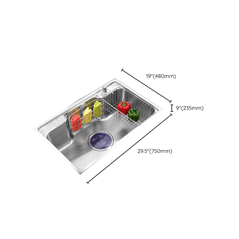 Stainless Steel Kitchen Sink 2 Holes Overflow Hole Design Drop-In Kitchen Sink