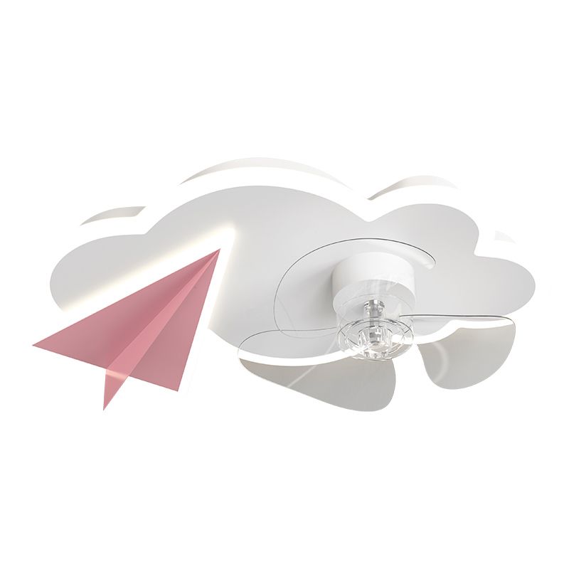 Children Style Ceiling Fan Light LED Ceiling Mount Lamp with Acrylic Shade for Bedroom