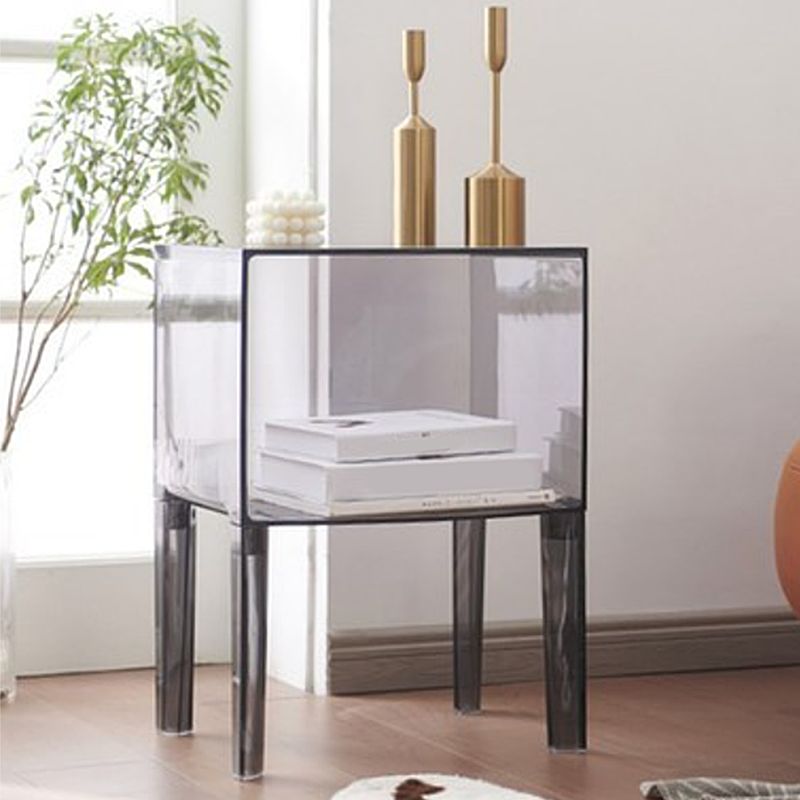 Modern Bed Cabinet Acrylic Open Storage Legs Included Bed Nightstand