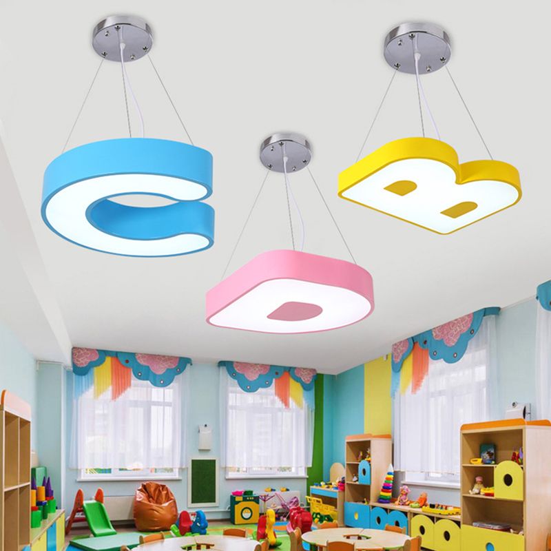 Letter Pendant Lighting Fixture Contemporary Style LED Metal Ceiling Suspension Lamp