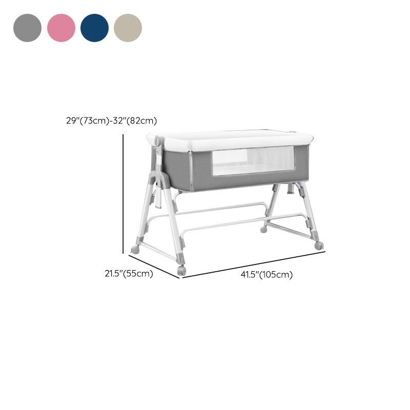 Portable Rectangle Crib Cradle Adjustable Heights and Angle Bed Side Sleeper