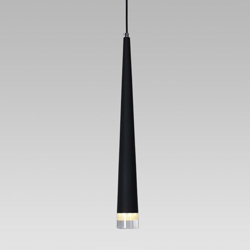 Pendante à LED Conical Crystal en Aluminium de style luxueux moderne Lumière suspendue intérieure en noir