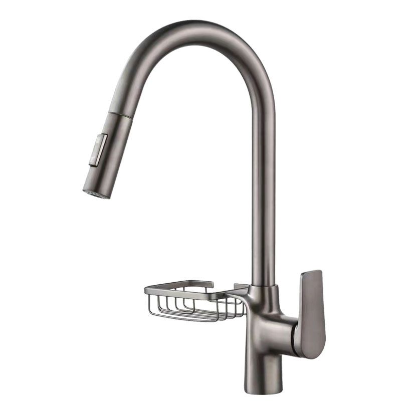 Gooseneck Kitchen Sink Faucet Swivel Spout with Pull down Sprayer