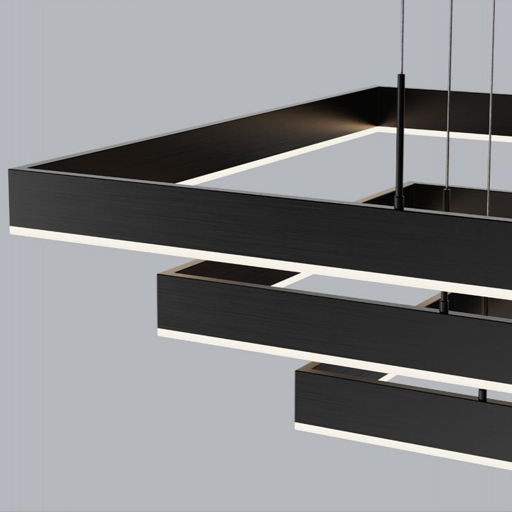 Square Shape Chandelier Lights Modern Metal Chandelier Lighting Fixtures in Black