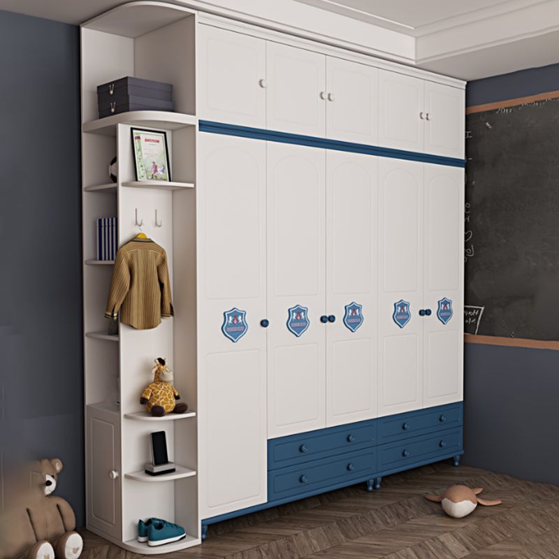 Contemporary Wooden Kids Closet Cloth Rod Included Bedroom Youth Armoire with Legs