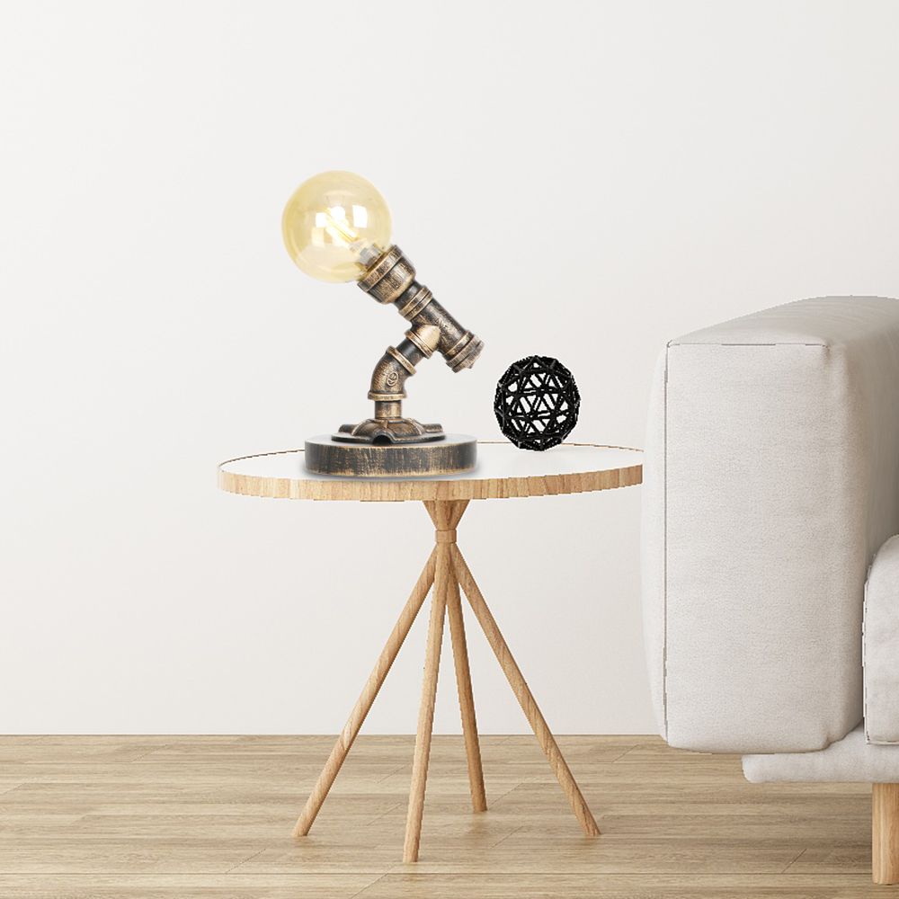 1 Light Clear/Amber Glass Desk Lamp Vintage Style Antique Bronze Globe Shade Living Room Task Lighting with Base