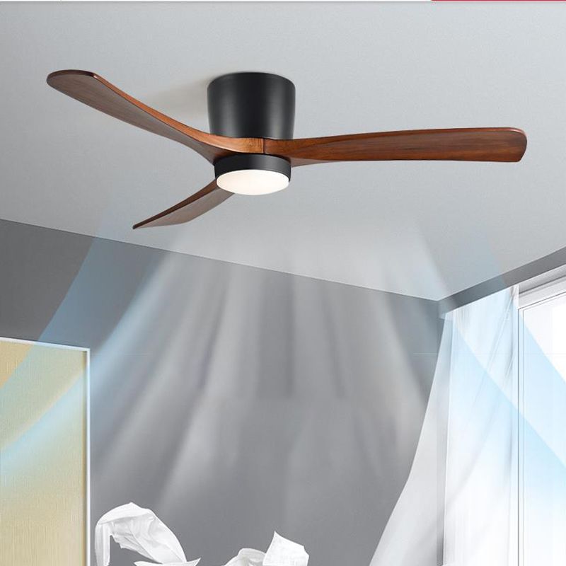 Modern Wooden Ceiling Fan Light Fixture Minimalist LED Ceiling Lamp for Bedroom