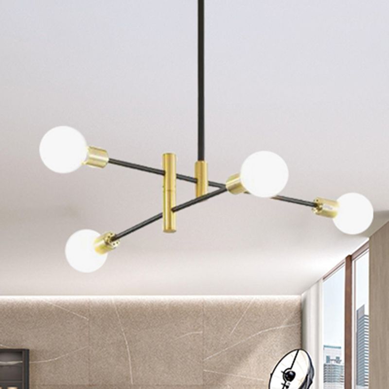 Stacked Adult Bedroom Chandelier Metallic Simple Style Pendant Light in Gold & Black