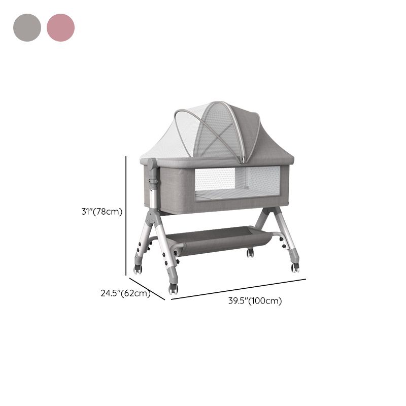 Color Matching Plastic Nursery Crib Rectangle Modern Crib with Casters