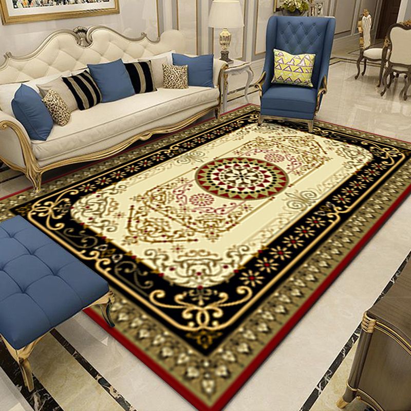 Glam Traditional Floral Design Rug Shabby Chic Polyester Rug Easy Care Stain Resistant Area Carpet for Living Room