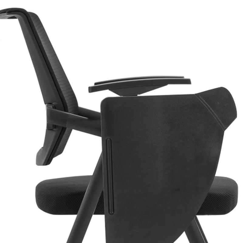 Contemporary Desk Chair Black Fixed Arms Mid Back Office Chair