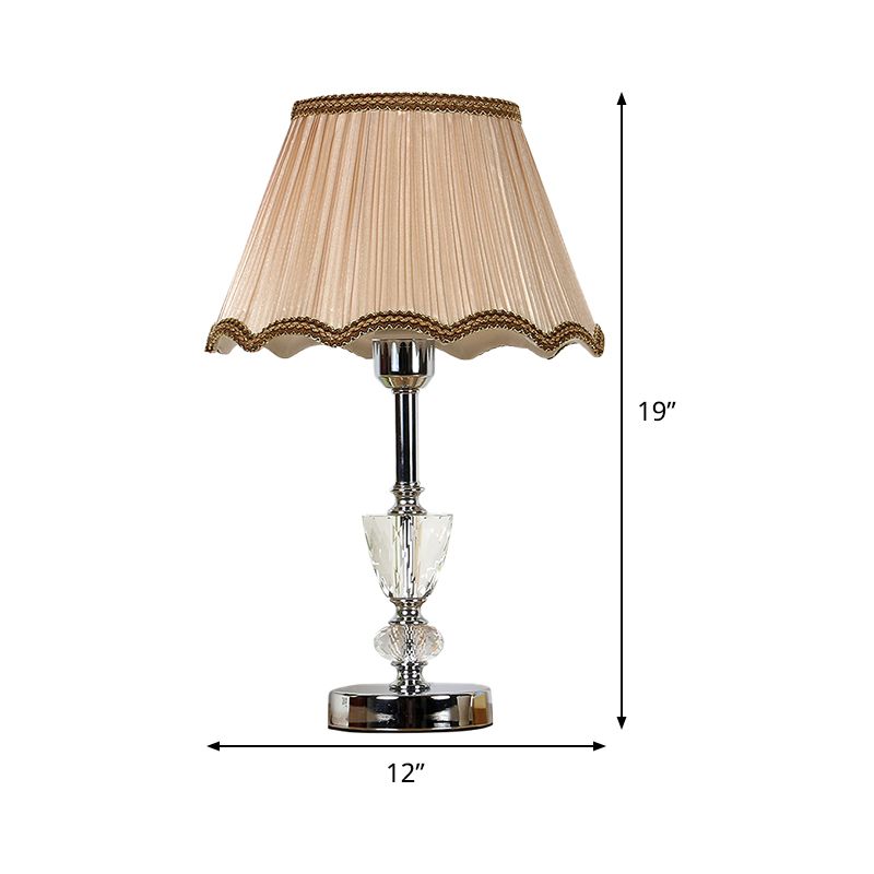 Fabric Cone Shade Task Lighting Modernism 1 Bulb Reading Lamp in Beige with Braided Trim