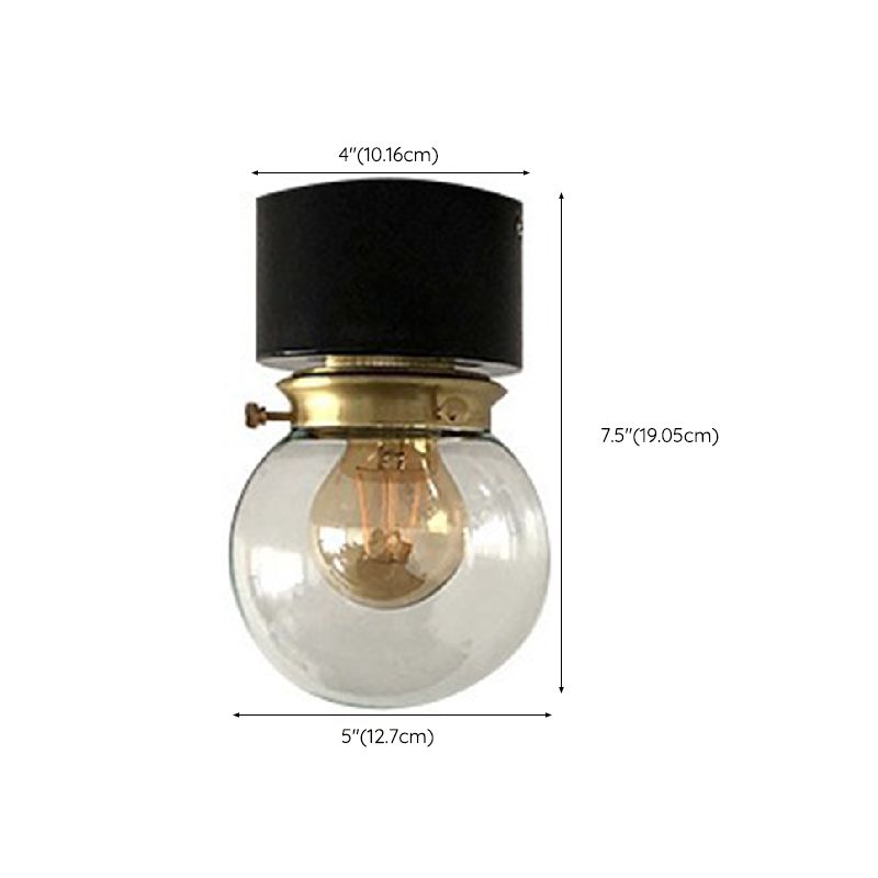 Glass Ball Shape Flush Mount Light Modern Style 1 Light Flush Ceiling Light in Black