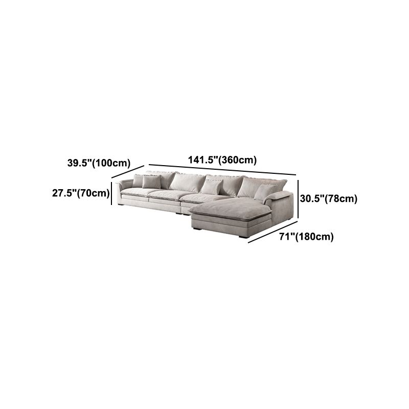 White Loose Back Sofa & Chaise Cushions Pillow Top Arm Sofa - 30.7" H