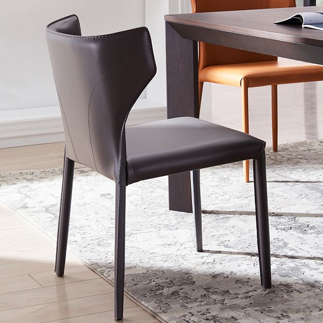 Modern Style Leather Matte Finish Side Chair Wingback Side Chair for Dinning Room