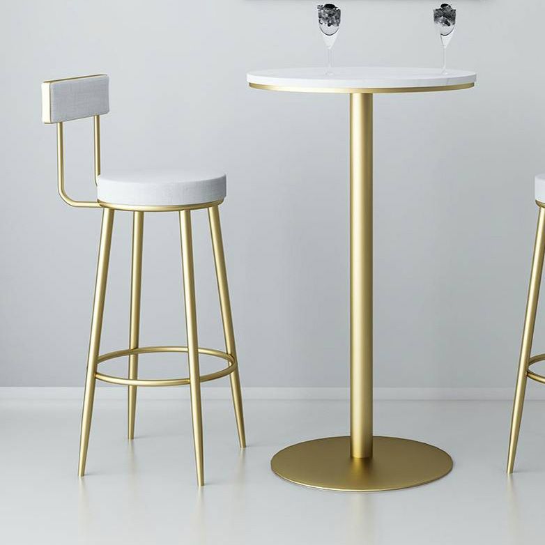 Glam White Marble Table with Round Table Top Gold Trestle Table - 42" H