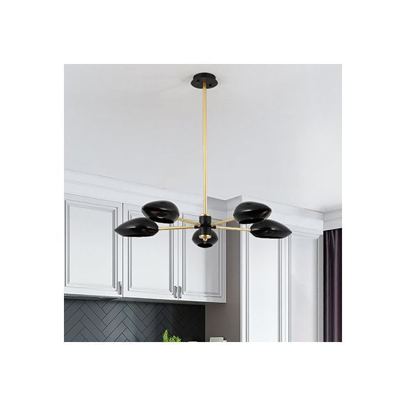 Ellipse Dining Room Hanging Light Contemporary Metal 5/6/8 Lights Black/White Chandelier Light Fixture