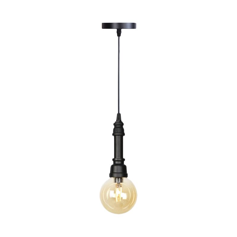 1 lichte bal/capsule suspensie licht industriële zwarte afwerking barnsteen glazen plafond hanglamp buislamp