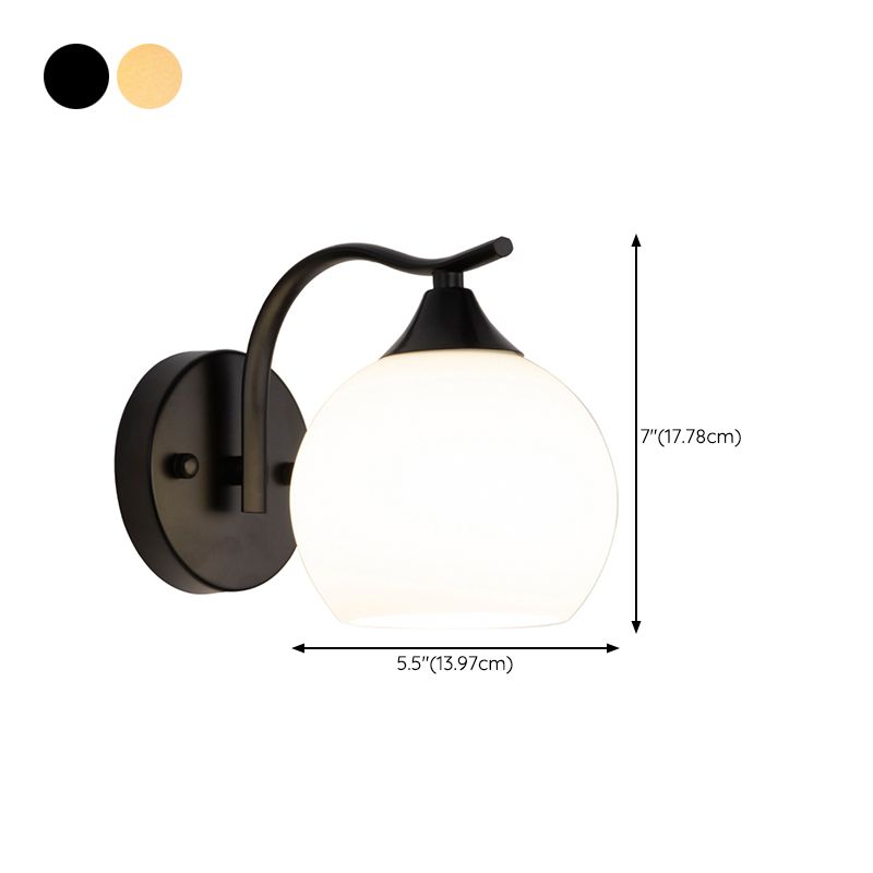 Modern Style Wall Mount Lamp Metal Spherical with Glass Shade for Bedroom