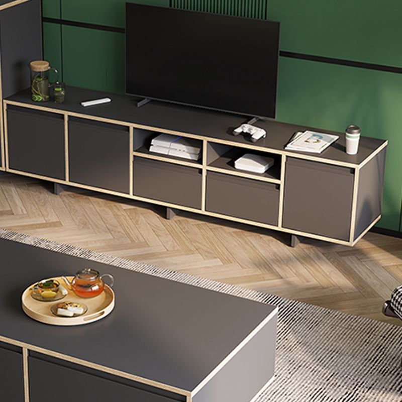 Wooden TV Cabinet Modern Minimalist Home Open Media Console TV Stand