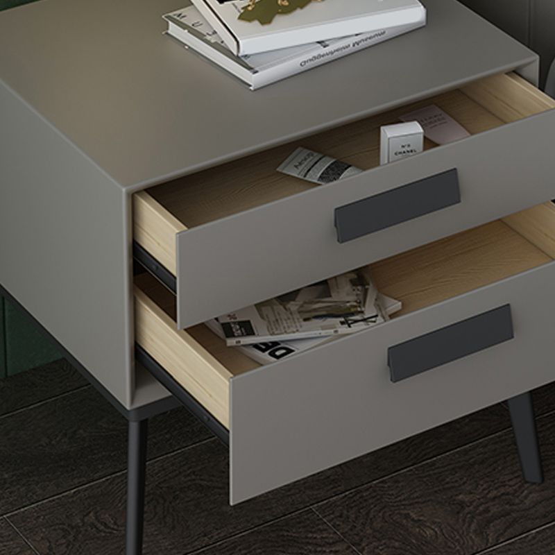 Wooden and Leather Bedside Cabinet Modern Minimalist Bedside Table with Drawers