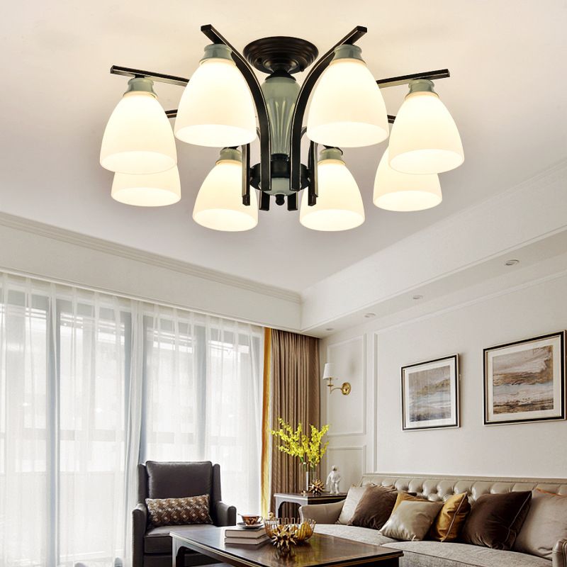 Modern Style Dome Shape Flush Mount Glass Ceiling Light for Living Room