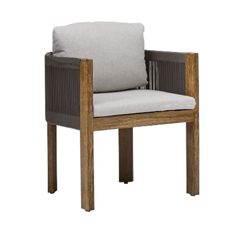 Modern Patio Dining Chair Solid Wood Outdoor Bistro Chairs with Arm