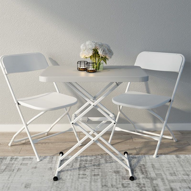 Rectangular Shaped Folding Office Desk with Metal Legs in White