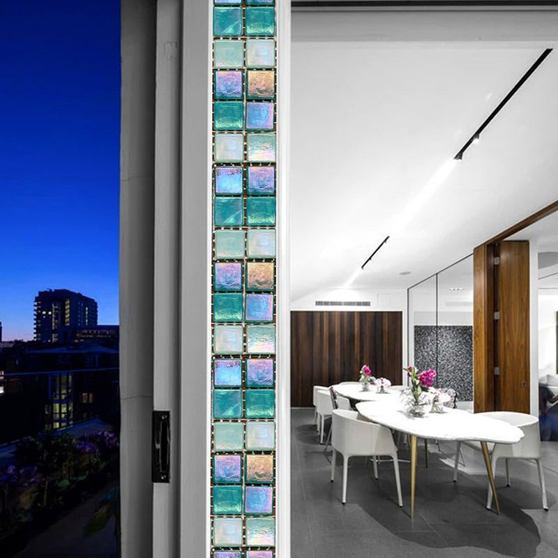 Mosaic Tiles Peel off Wallpaper Panels Blue Modern Style Wall Covering for Dining Room