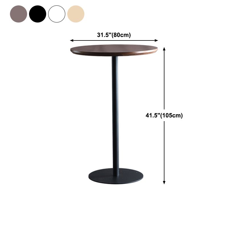 Industrial Wood Bar Dining Table Round Indoor Bistro Table with Single Pedestal