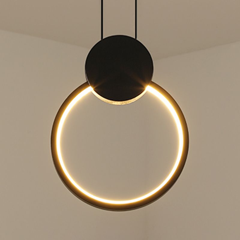 Contemporary Linear Shape Pendant Light Metal 1 Light Hanging Lamp in Black