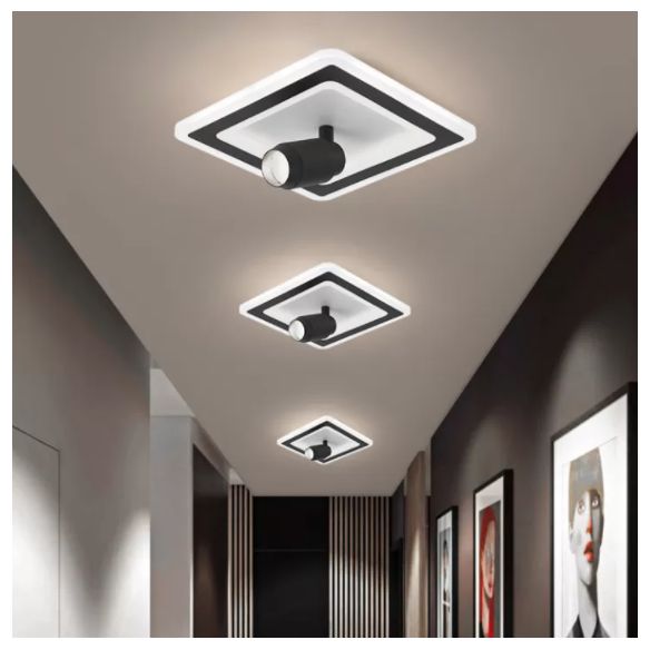 2-Light LED Semi Flush Ceiling Fixture in Modern Concise Style Square Acrylic Ceiling Light with Wrought Iron Lamp