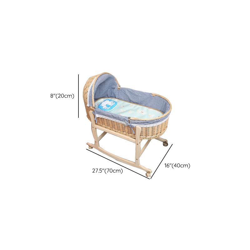 Solid Wood Oval Bassinet Rocking and Gliding Crib Cradle for Baby