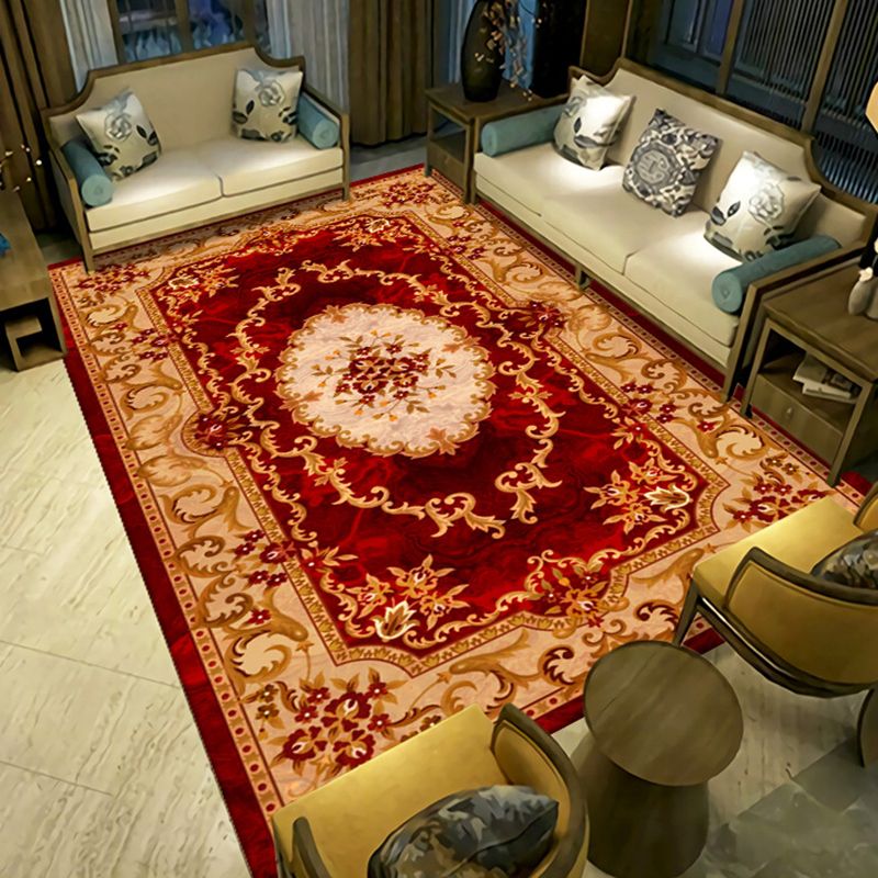 Retro Tribal Classicism Carpet Polyester Rug Stain Resistant Indoor Carpet for Home Decoration