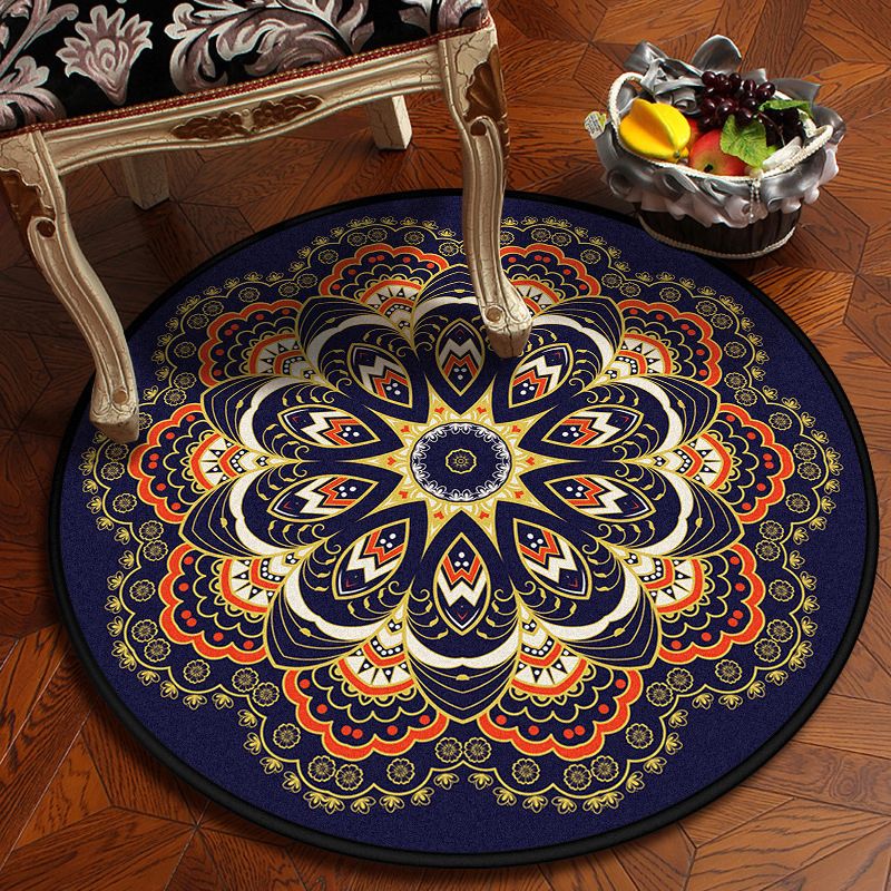 Moroccan Mandala Rug Multi-Colored Synthetics Rug Stain Resistant Anti-Slip Machine Washable Carpet for Dining Room