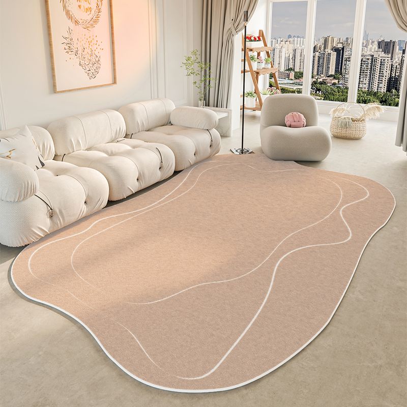 Beige Casual Area Rug Blended Line Rug Washable Indoor Rug for Living Room