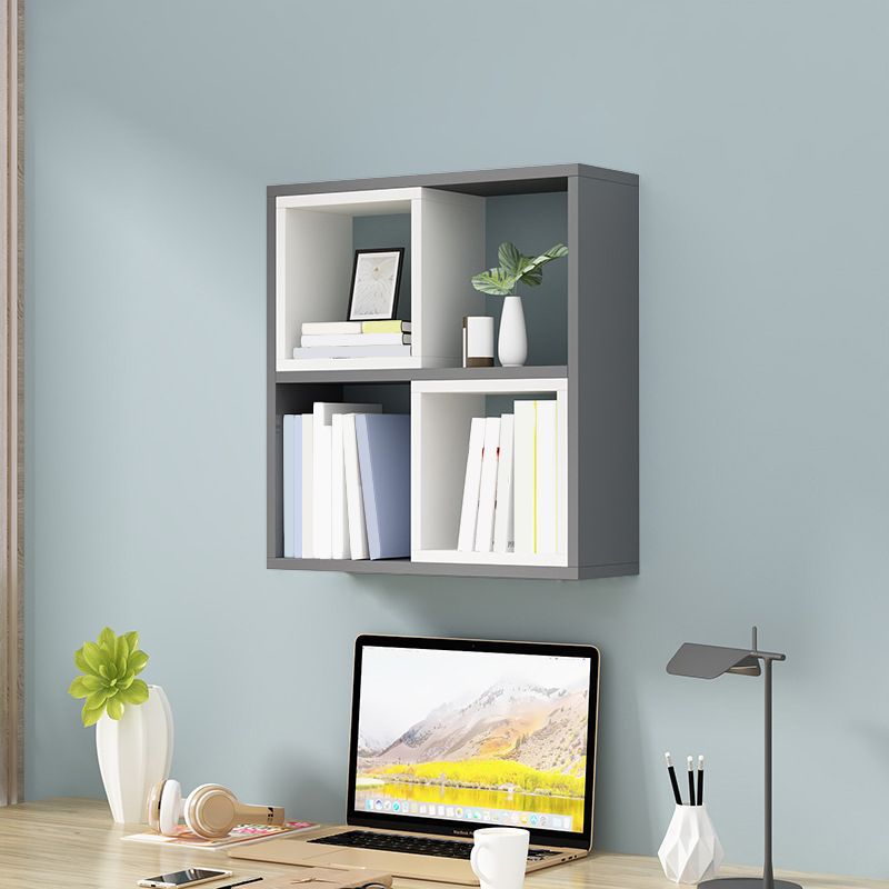 Modern Wall Mounted Shelf Bookcase Engineered Wood Home Bookshelf