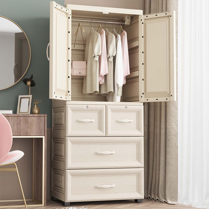 Modern Kid's Wardrobe Plastic 2-door Wardrobe Closet for Bedroom