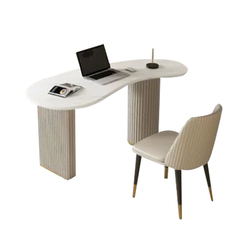 Glam Style Stone Writing Desk Engineered Wood Office Desk for Home